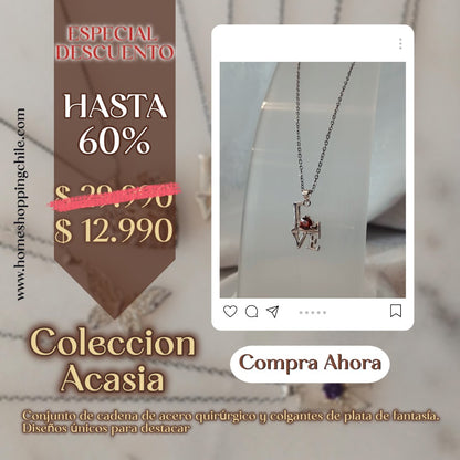 Acacia: Fusión de Acero y Baño de Plata en Cadenas - Colgante Elegantes