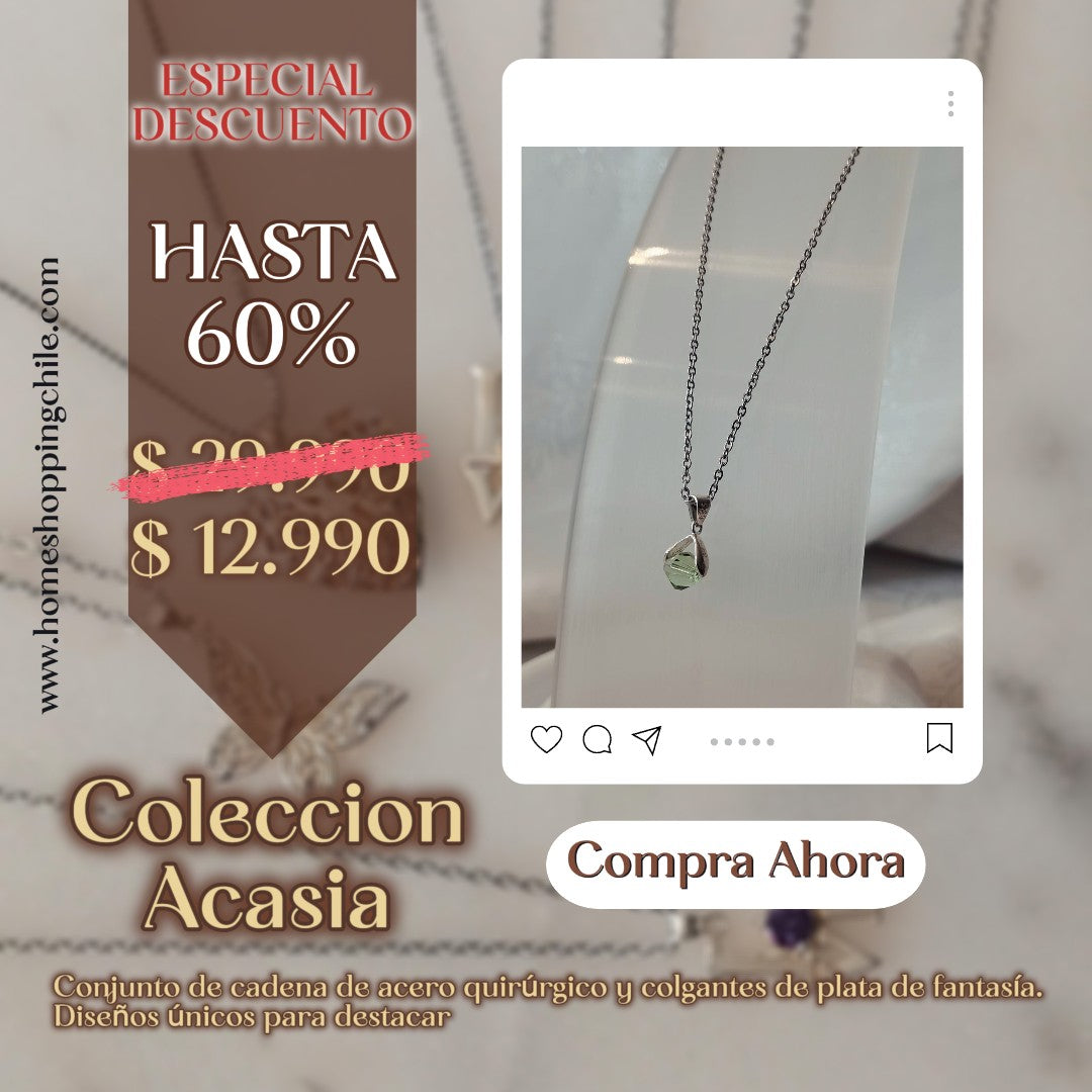 Acacia: Fusión de Acero y Baño de Plata en Cadenas - Colgante Elegantes