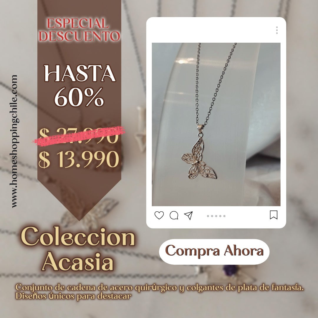 Acacia: Fusión de Acero y Baño de Plata en Cadenas - Colgante Elegantes