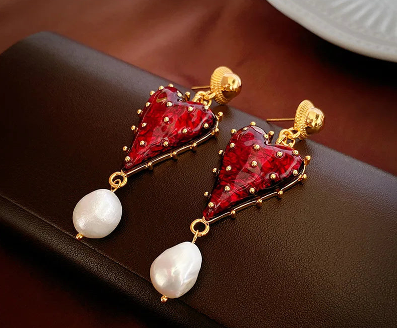 Aretes Vintage Dulces Amor con Perla