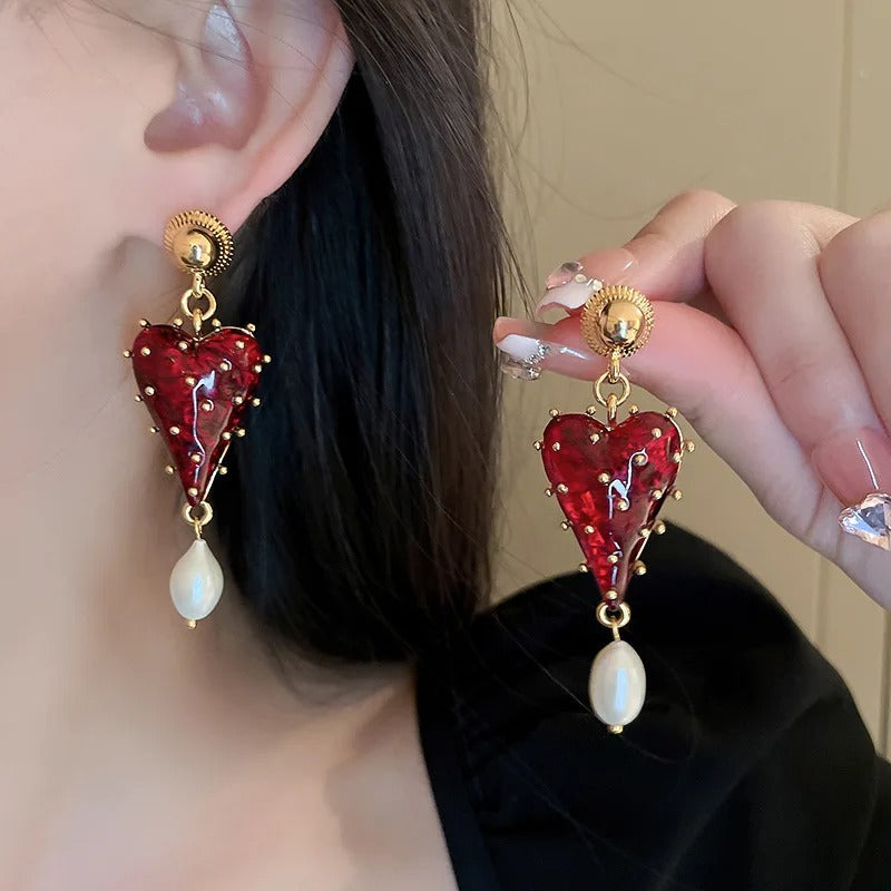 Aretes Vintage Dulces Amor con Perla