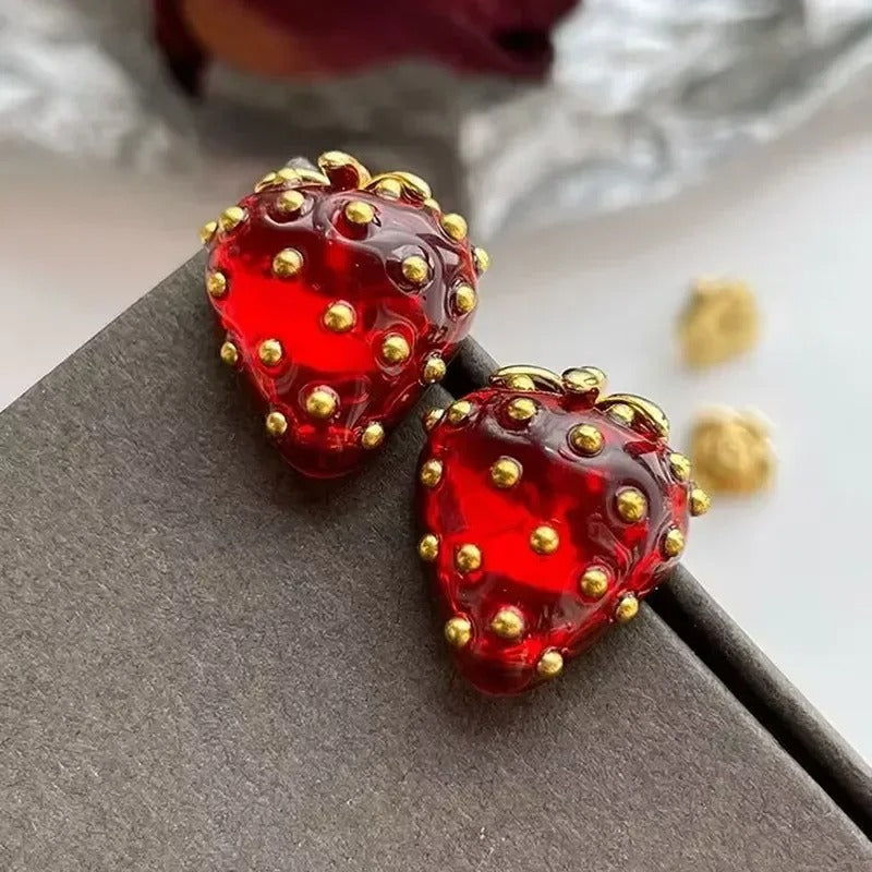 Pendientes Retro Barrocos Amor Fresa - Moda 2024